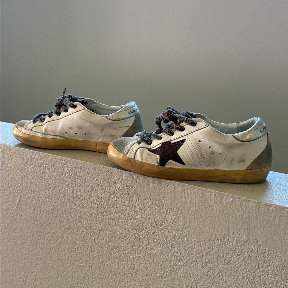 Golden Goose White Sneakers with Burgundy Star size 38 - Picture 8 of 12